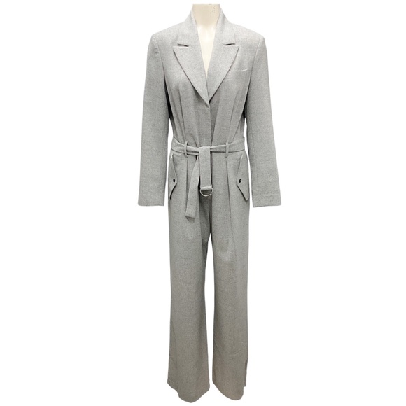 PESERICO GREY WOOL JUMPSUIT WITH BELT - Picture 1 of 4